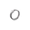 Anillo de Dedo con Patrón de Círculos Cuadrados Simples y Modernos, Parte Trasera Hueca, Acero Inoxidable, Geométrico, Hueco, Concha, Perla