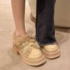 Sapatos de couro pequenos Mary Jane estilo britânico feminino outono e inverno 2023 novos sapatos de algodão Maomao Plus quentes e populares na Internet