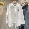 Camisa Casual Holgada 2024 Primavera y Otoño Nueva Top de Manga Larga Bordado de Pony Apilada Ropa Exterior Camisa Chaqueta