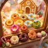 Mini dona simulada con pequeña decoración de flor, parche de resina, lindo juguete de comida, material para accesorio hecho a mano DIY