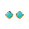 Pendientes de Plata de Ley S925 con Turquesa Sintética en Forma de Cubo de Azúcar para Mujer, Nuevo Estilo Chino, Pequeños y Exquisitos, Pendientes de Gama Alta, Regalo de Año Nuevo