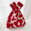 Bolsa 2025 Bolsa para Coisas do Dia a Dia Bolsa de Mão de Tricô Espessa Grande Capacidade Bolsa com Padrão Fofo Bolsa para Celular Almoço