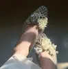 Zapatos de Cristal Coreanos para Mujer, Zapatos de Gel Transparentes de Punta Fina, Accesorios de Alta Gama, Decoraciones de Zapatos DIY, Flores Desmontables para Zapatos