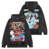 Estilo Americano de Calle Transfronterizo Chicago Bulls Estampado por Ambos Lados Manga Corta Vintage Desgastado Cuello Redondo Versátil Marca de Moda de Baloncesto