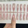 Unhas Postiças Pré-Fabricadas Rosa Olho de Gato Degradê, Pedaços de Unha Pré-Cortados, Sem Necessidade de Lixar ou Dar Acabamento, Adesivos de Unha Perfeitos
