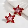 Brincos de Tarraxa Flor de Metal Esmaltado Europeus e Americanos Transfronteiriços Pequenos Frescos Estilo Férias para Mulheres Joia de Orelha com Sensação de Luxo Leve Atacado
