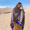 Otoño e Invierno Pata de Gallo Chal Dividido para Mujer Turismo Vacacional Lago Qinghai Bufanda Capa Gruesa Verano Oficina Cálido