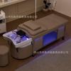 Cama de Champú Terapéutica con Grifo de Arena Belleza Fumigación Limpieza de Oídos Circulación de Agua a Temperatura Constante Marco de Acero Inoxidable con Tira de Luz LED