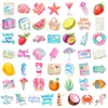Compra Directa Transfronteriza de 50 Pegatinas Transparentes de Mascota para Diario de Playa Acuarela, Pegatinas Decorativas Impermeables Transparentes Frescas de Verano