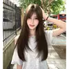 Peluca para Aumentar el Volumen, Sin Costuras y Transpirable, Peluca Superior con Raya en Medio, Cabello Largo Recto en Capas, Corona Alta, Peluca de Moda y Versátil