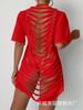 Nueva Blusa de Mujer de Comercio Exterior Europeo y Americano Explosiones Corte Sexy Diseño Calado Pulóver Oreja Ondulada Camisa Grande