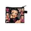 Bolsa de monedas de dibujos animados Miss Betty Estampado LOVE Cierre de cremallera Almacenamiento Bolsa pequeña Portátil para niñas Llavero para monedas Venta al por mayor