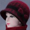 Gorro de Invierno para Mujeres de Mediana Edad y Mayores, Cálido Gorro de Punto con Ala Ancha de Piel de Conejo con Forro de Felpa, Gorro de Lana Espeso para Mujer