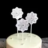 Tarjeta de globos de copo de nieve plateado romántico navideño, adorno para pastel de cumpleaños, tema de disfraces para fiesta