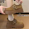 Sapatos Casuais Estilo Birkenstock de Couro Genuíno com Cobertura Total, Solas Grossas e Aumento de Altura para Mulheres, Novos Loafers Casuais de Início de Primavera 2026