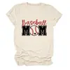 Mamá de Béisbol Amazon Ebay Sitio Independiente Moda Casual Deportiva para Mujer Camiseta de Cuello Redondo Manga Corta Exportación