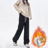 Pantalones anchos de chenilla para mujer, pantalones de otoño e invierno con forro polar, pantalones casuales ajustados para exteriores, pantalones rectos al por mayor, pantalones de mujer