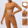 Comercio exterior nuevo traje de ropa deportiva nude con tirantes cruzados expuestos, almohadilla en el pecho, traje de yoga, conjunto de dos piezas para deportes al aire libre para mujer