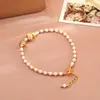 Nuevo Pulsera de Perlas y Calabaza Dorada Cepillada Método Chino Antiguo Lujo Ligero Moda de Gama Alta Exquisito Versátil Adorno de Mano para Mujeres