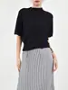 Camiseta Miyake Meia-manga Batmóvel Top Estilo Preguiçoso Verão Design Plissado Sensação Elástico Solto Simples Cor Sólida Top para Mulheres