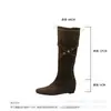 Botas Altas Retro Plisadas Apiladas de 6 cm de Altura para Mujer 2026 Nuevas de Gamuza, Uso Bidireccional, Botas de Media Caña, Botas Vaqueras, Botas de Montura