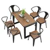Mesa de comedor exterior impermeable y a prueba de sol, juego de mesa y sillas de plástico-madera, mesa y sillas pequeñas simples para balcón al aire libre, para jardín y patio de ocio