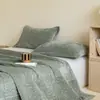 Capa de Cama Simples com Bordado de Laço Lençol de Cama Espessado Conjunto de Três Peças Algodão Colcha Quiltada para Quatro Estações Capa de Cama Algodão