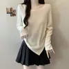 Diseño Nuevo Otoño 2026 Talla Grande Camiseta de Manga Larga Cintura Irregular Ceñida Hombro Normal Top