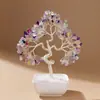 Árbol de la vida de cristal natural aguamarina base de cerámica árbol de la vida de cristal árbol de la fortuna de cristal creativo adornos de fortuna