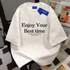 Camiseta de Algodão Puro Pesado Estilo Vintage de Verão Tie-Dye Gola Redonda Manga Curta para Homens e Mulheres, Corte Solto, Top Emagrecedor para Casal, Estilo Ins