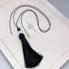 Colar de Franja com Concha Oxford Natural de Design Exclusivo com Pingente Vintage, Corrente Longa para Suéter com Contas de Concha e Pedra Olho de Tigre para Mulheres