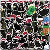 50 Pegatinas de Gato Negro Navideño Dibujos Animados Gato Graffiti Manual de Bricolaje Decoración para Teléfono Móvil Laptop Pegatinas
