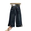Vaqueros de niña Otoño Nueva ropa infantil Pantalones de tubo rectos holgados para niños Primavera y otoño Adelgazantes Estilo occidental Casual Combinación