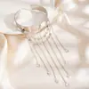 Pulsera de Brazo Europea y Americana de Corazón Ancho Transfronteriza, Pulsera de Brazo de Cadena Única Lisa Dorada con Borla, Cadena de Brazo Abierta Dulce y Romántica al por Mayor