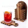 Posavasos con Asa de Cinta de Encaje Transfronteriza, Logo Personalizable, Juego Combinado de Almacenamiento y Organización de Madera Maciza, Almohadilla Aislante de Calor para Escritorio