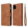 Funda de Cuero para Teléfono con Múltiples Cremalleras para Apple 13 Pro iPhone 13 Mini/11 con Ranuras para Tarjetas