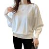 Suéter Outonal Casual Japonês e Coreano de Listras Verticais, Manga Morcego Ampla, Estilo Preguiçoso Solto, Camisa Básica Tricotada, Top de Manga Longa