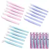 Pinça rosa de 1mm cotovelo reto ponta chata ESD cor pinças beleza unha diy pinças Azul Roxo