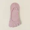 Calcetines de barco de cinco dedos para mujer, verano, algodón puro, absorbentes de sudor, resistentes al olor, calcetines cortos de boca baja, finos, antideslizantes en el talón, calcetines invisibles