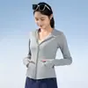 Chaqueta de Yoga de Hilo de Nylon de Seda Helada de Sensación Fresca para Deportes de Verano, Ropa Ajustada con Protección Solar para Mujeres, Chaqueta de Piel para Deportes al Aire Libre