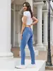 2023 Europeo y Americano comercio exterior Amazon estación independiente jeans ajustados elásticos mujer fabricantes al por mayor una generación de cabello