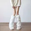 Cubiertas de Calcetines Peludas Estilo Europeo y Americano para Mujer, Calentadores de Piernas de Piel Sintética de Otoño, Calcetines de Media Pantorrilla, Cubiertas para Botas Largas de Pelo Subcultura