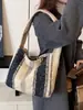 Bolsas de Lana Coreanas para Mujer Otoño e Invierno 2024 Nuevo Estilo Preppy de Moda Patrón Bolso Tote Casual Gran Capacidad Bolso de Felpa