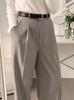 Pantalones Casuales Rectos de Pierna con Bolsillos Dobles, Caída, Cintura Alta Adelgazante, Versátiles, de Primavera y Otoño, Estilo Coreano Chic, Sencillos, de Nicho, para Viajar
