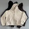 Moletom com capuz de fleece dupla face feminino, corte solto, com zíper, novo estilo outono/inverno, top casual e quente