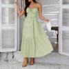 Di Yun 2026 Primavera/Verão Estilo Europeu e Americano Transfronteiriço Estilo Férias Cor Sólida Cintura Alta Alça Vestido Vestido de Festa Moda Feminina