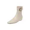 Look do(a) Blogger: Botas Curtas Elegantes com Fivela que Aumenta a Altura, Outono/Inverno 2026, Salto Baixo, Bico Quadrado, Elásticas com Ajuste na Perna para Mulheres