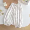 Pantalones de Verano para Niñas Estilo Coreano Joggers para Bebés, Pantalones Finos Florales Anti-Mosquitos, Frescos y Fluidos, Pantalones Cortos de Verano para Bebés