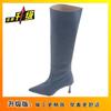 Nuevas Botas de Mujer para Otoño e Invierno 2025, Punta Fina, Tacón Alto, Botas Altas de Tacón de Aguja, Botas Anchas, Botas de Mezclilla de Circunferencia Amplia en el Tobillo