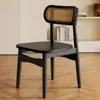 Cadeira de Jantar Retro Francesa com Encosto de Madeira Maciça, Cadeira de Rattan Usada para Lazer em Casa, Hotel, B&B, Banqueta de Alta Qualidade Sem